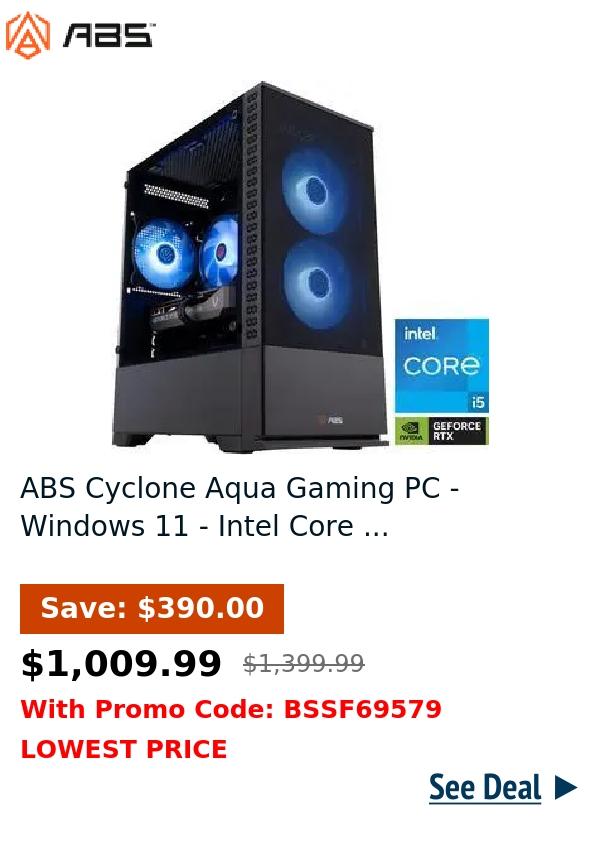 ABS Cyclone Aqua Gaming PC - Windows 11 - Intel Core ...