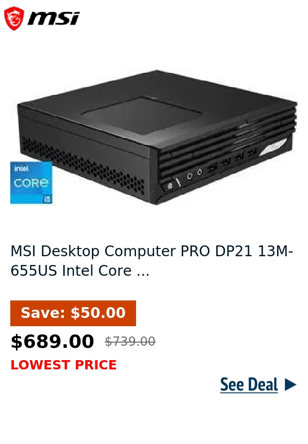 MSI Desktop Computer PRO DP21 13M-655US Intel Core ...