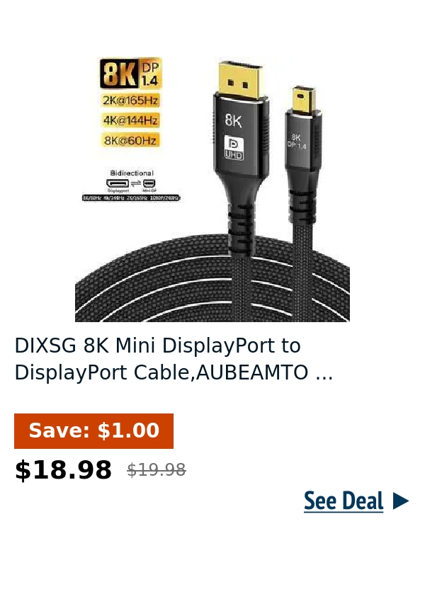 DIXSG 8K Mini DisplayPort to DisplayPort Cable,AUBEAMTO ...