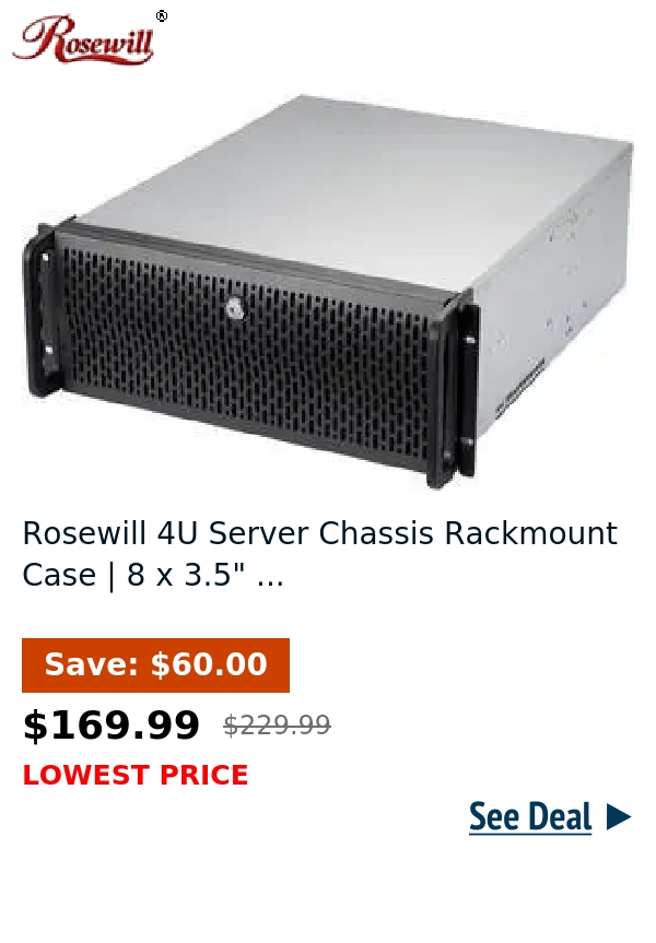 Rosewill 4U Server Chassis Rackmount Case | 8 x 3.5