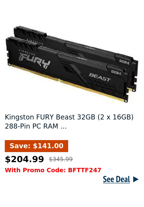 Kingston FURY Beast 32GB (2 x 16GB) 288-Pin PC RAM ...