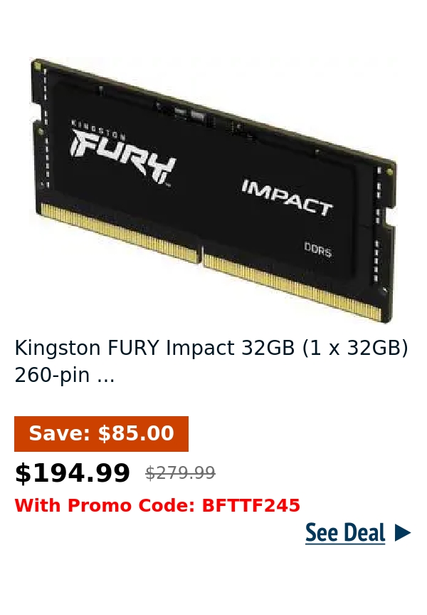 Kingston FURY Impact 32GB (1 x 32GB) 260-pin ...