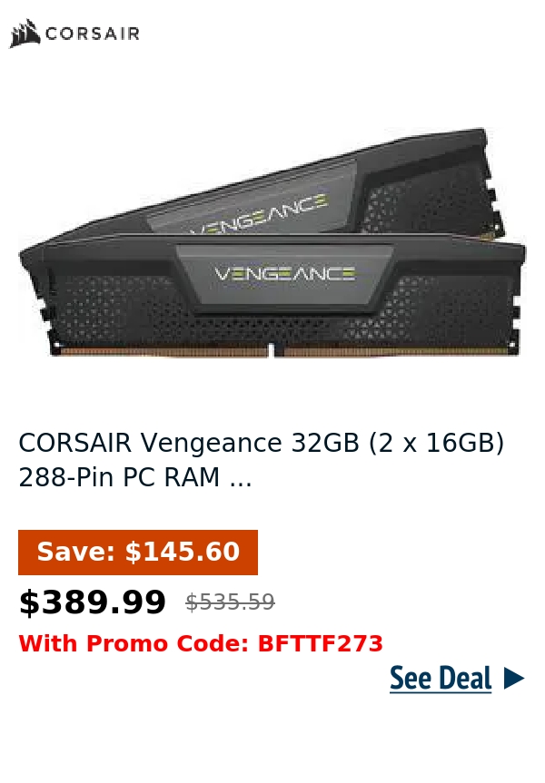 CORSAIR Vengeance 32GB (2 x 16GB) 288-Pin PC RAM ...