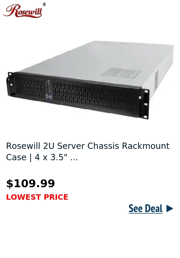 Rosewill 2U Server Chassis Rackmount Case | 4 x 3.5