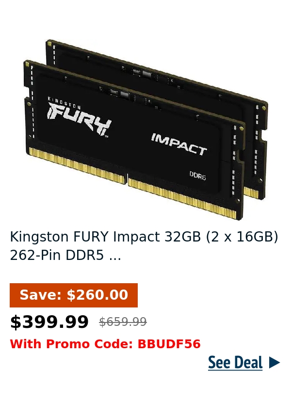 Kingston FURY Impact 32GB (2 x 16GB) 262-Pin DDR5 ...