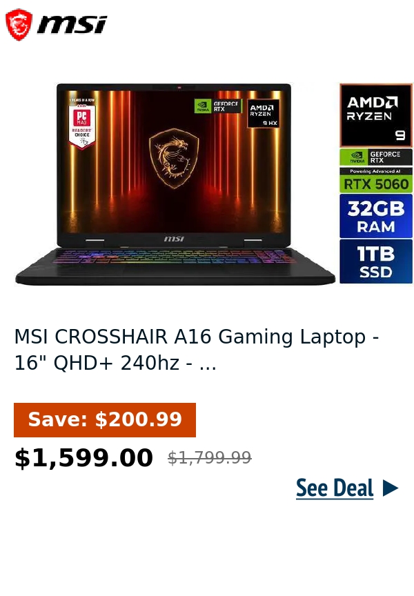 MSI CROSSHAIR A16 Gaming Laptop - 16