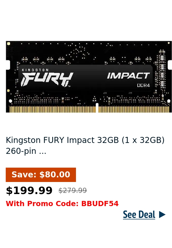 Kingston FURY Impact 32GB (1 x 32GB) 260-pin ...