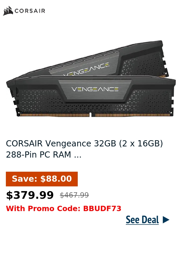 CORSAIR Vengeance 32GB (2 x 16GB) 288-Pin PC RAM ...