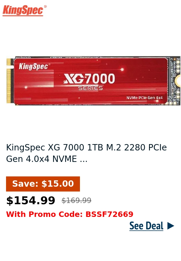 KingSpec XG 7000 1TB M.2 2280 PCIe Gen 4.0x4 NVME ...