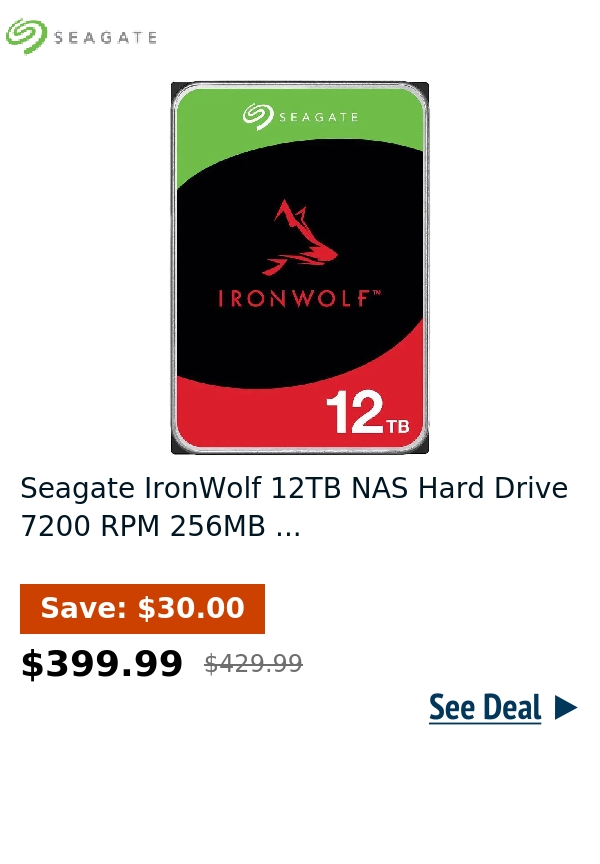 Seagate IronWolf 12TB NAS Hard Drive 7200 RPM 256MB ...