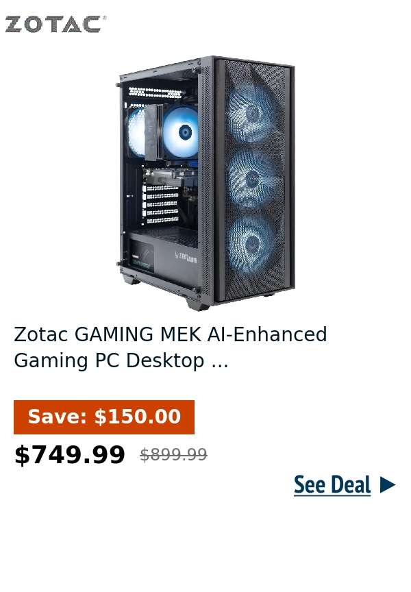Zotac GAMING  MEK AI-Enhanced Gaming PC Desktop ...