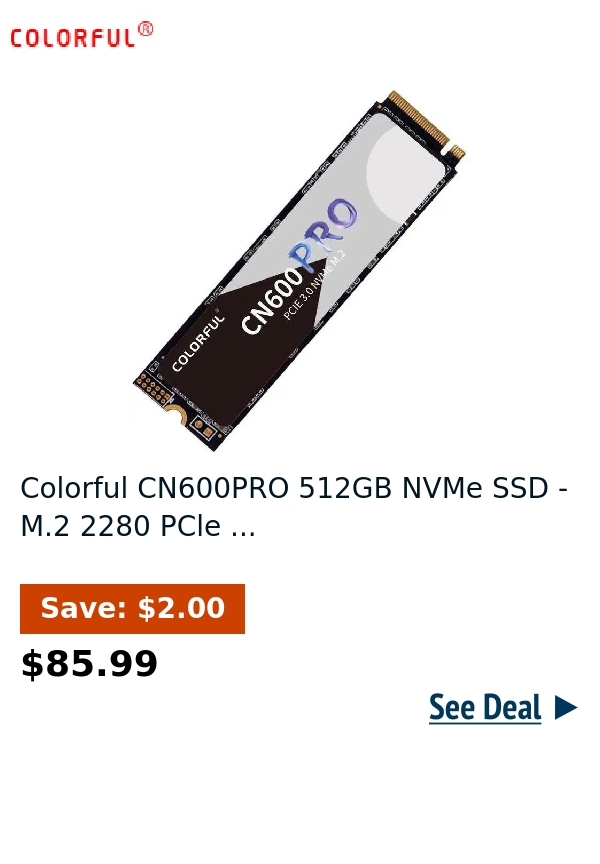 Colorful CN600PRO 512GB NVMe SSD - M.2 2280 PCle ...