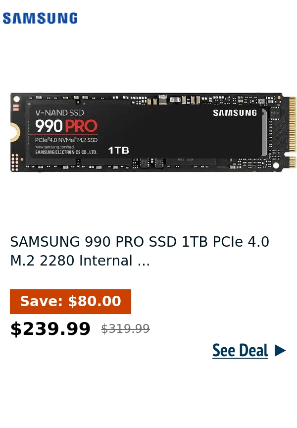 SAMSUNG 990 PRO SSD 1TB PCIe 4.0 M.2 2280 Internal ...