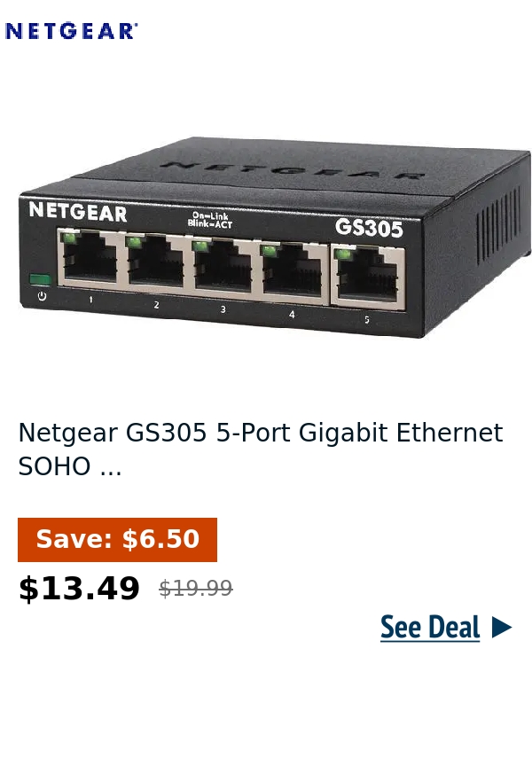Netgear GS305 5-Port Gigabit Ethernet SOHO ...