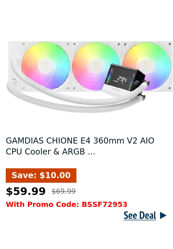 GAMDIAS CHIONE E4 360mm V2 AIO CPU Cooler & ARGB ...