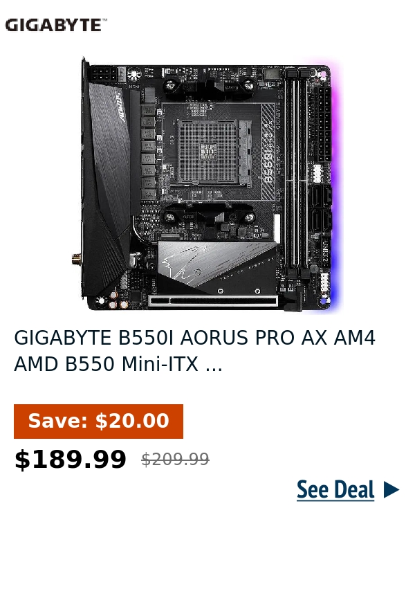 GIGABYTE B550I AORUS PRO AX AM4 AMD B550 Mini-ITX ...