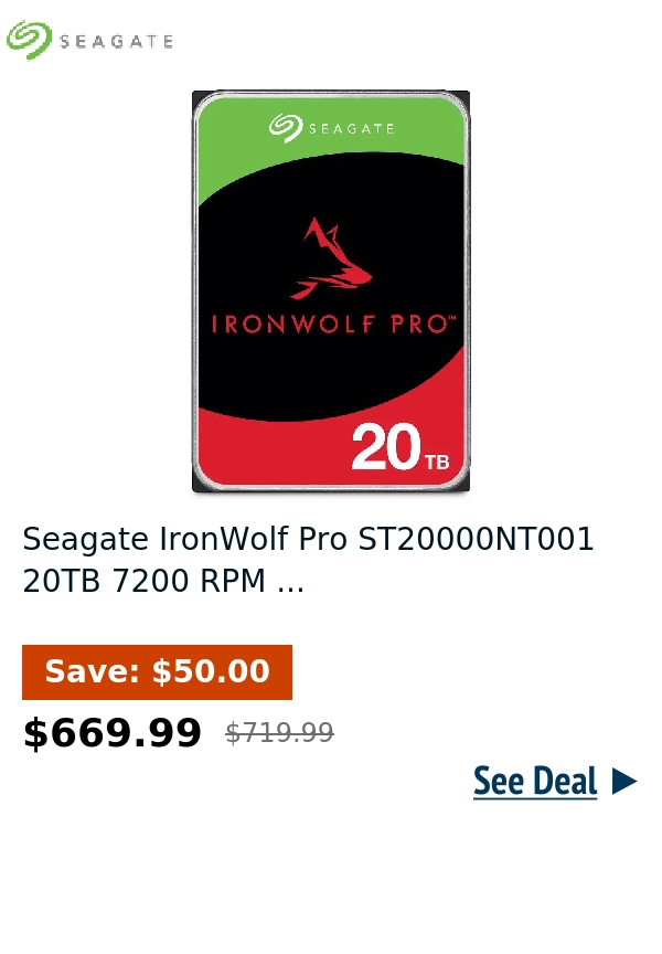 Seagate IronWolf Pro ST20000NT001 20TB 7200 RPM ...