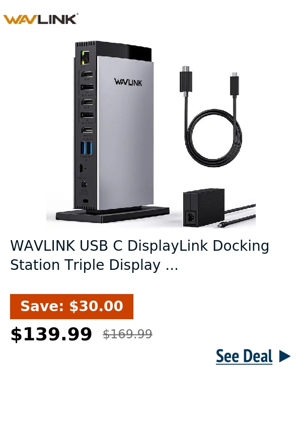 WAVLINK USB C DisplayLink Docking Station Triple Display ...