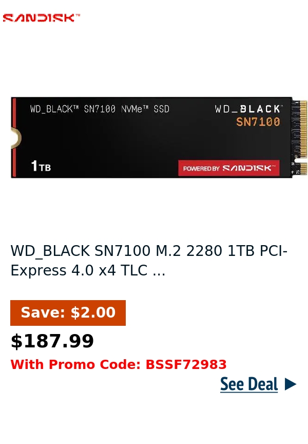 WD_BLACK SN7100 M.2 2280 1TB PCI-Express 4.0 x4 TLC ...