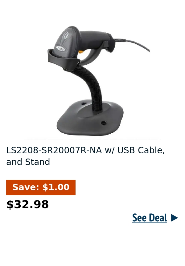 LS2208-SR20007R-NA w/ USB Cable, and Stand 
