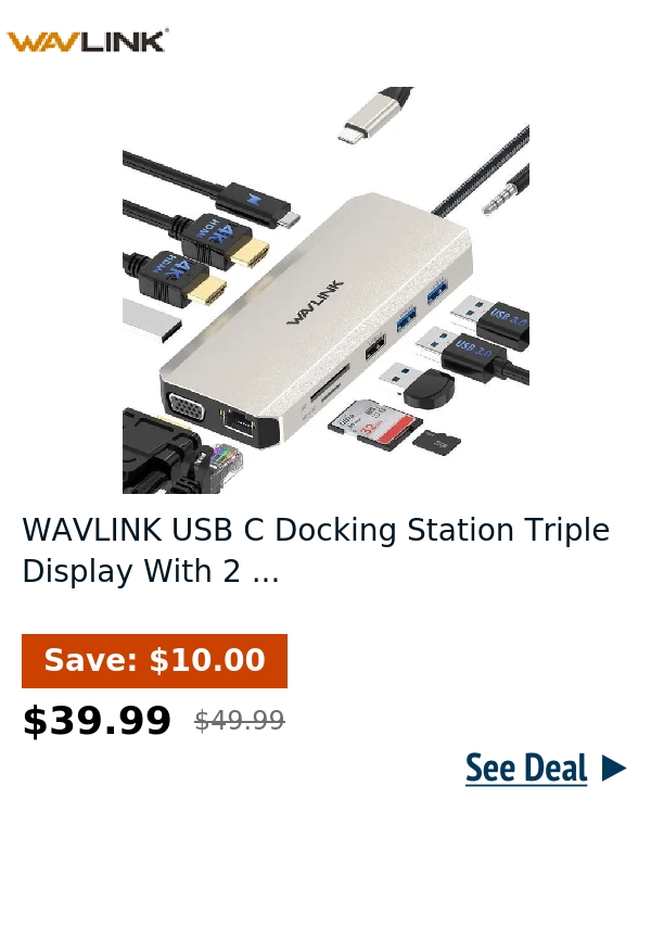 WAVLINK USB C Docking Station Triple Display With 2 ...