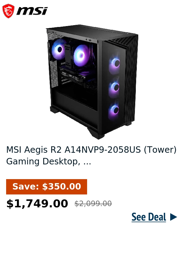 MSI Aegis R2 A14NVP9-2058US (Tower) Gaming Desktop, ...