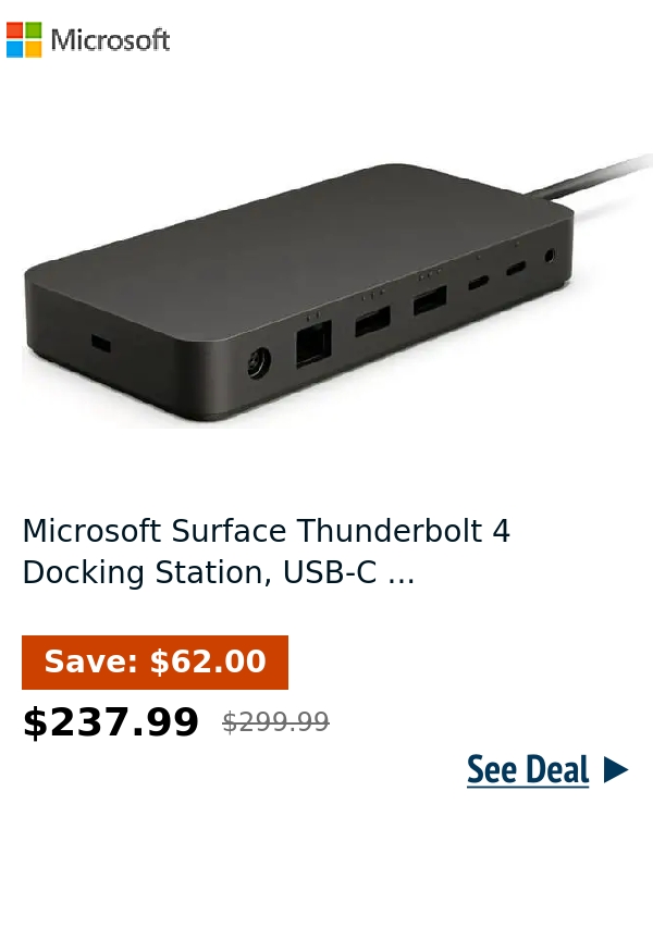 Microsoft Surface Thunderbolt 4 Docking Station, USB-C ...
