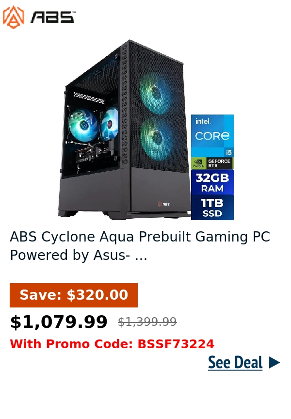 ABS Cyclone Aqua Prebuilt Gaming PC Powered by Asus- ...