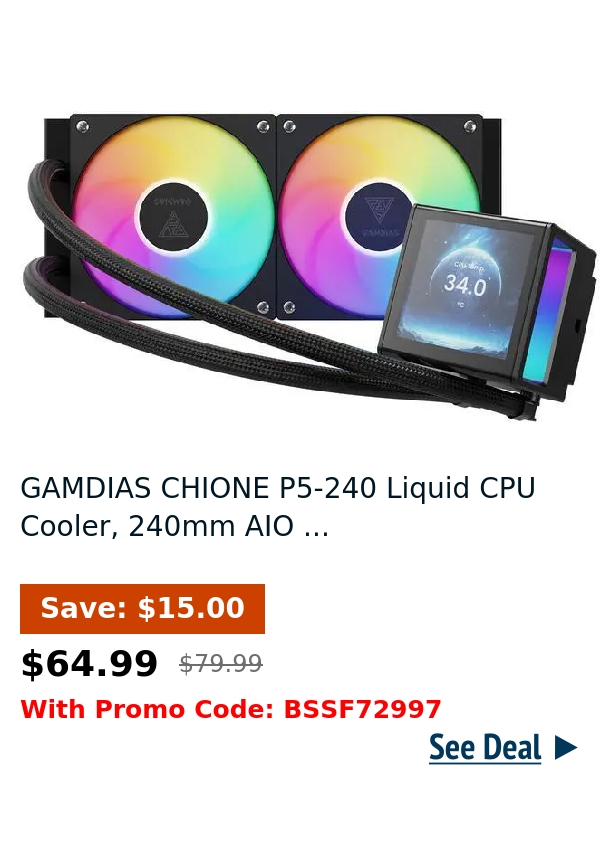 GAMDIAS CHIONE P5-240 Liquid CPU Cooler, 240mm AIO ...