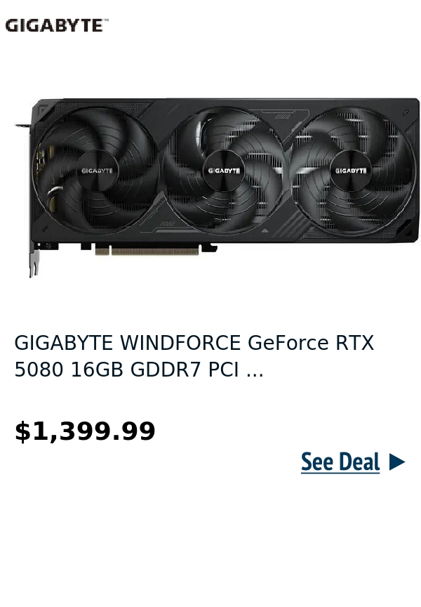 GIGABYTE WINDFORCE GeForce RTX 5080 16GB GDDR7 PCI ...