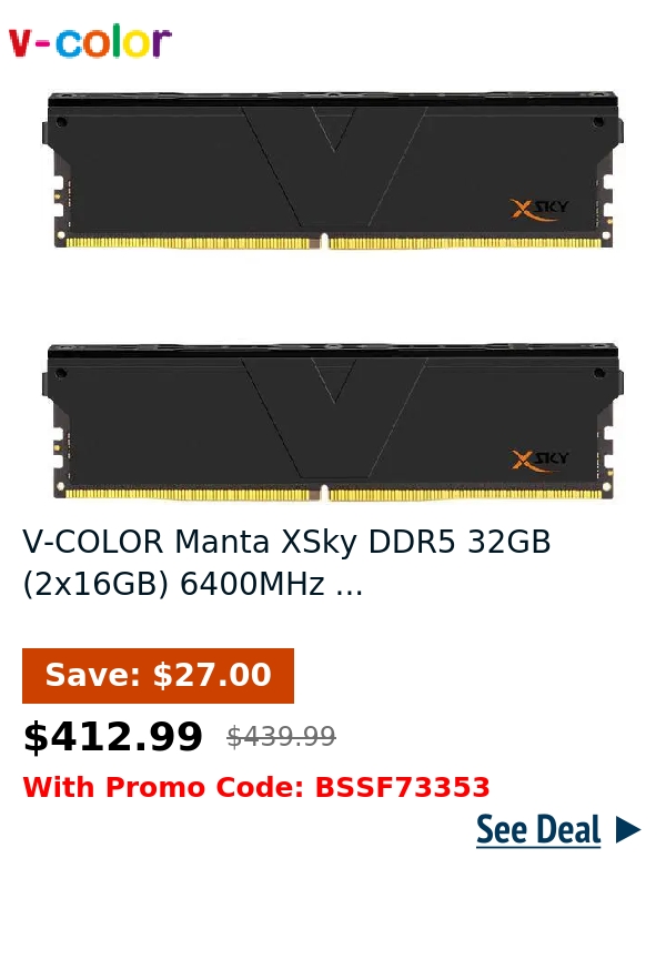 V-COLOR Manta XSky DDR5 32GB (2x16GB) 6400MHz ...