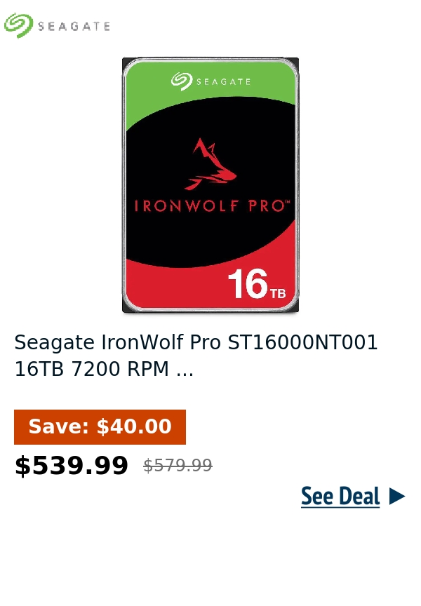 Seagate IronWolf Pro ST16000NT001 16TB 7200 RPM ...