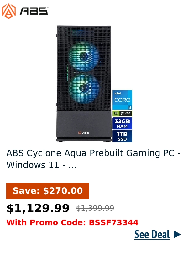 ABS Cyclone Aqua Prebuilt Gaming PC - Windows 11 - ...