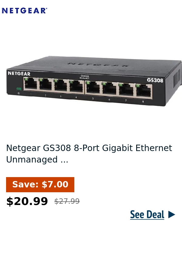 Netgear GS308 8-Port Gigabit Ethernet Unmanaged ...