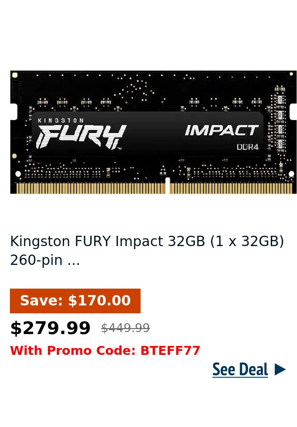 Kingston FURY Impact 32GB (1 x 32GB) 260-pin ...