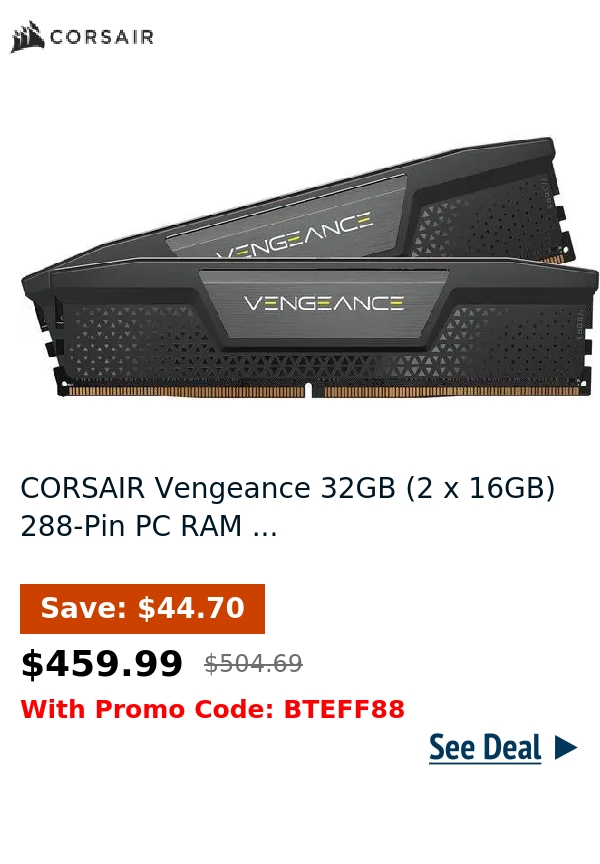 CORSAIR Vengeance 32GB (2 x 16GB) 288-Pin PC RAM ...