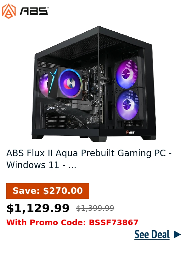 ABS Flux II Aqua Prebuilt Gaming PC - Windows 11 - ...