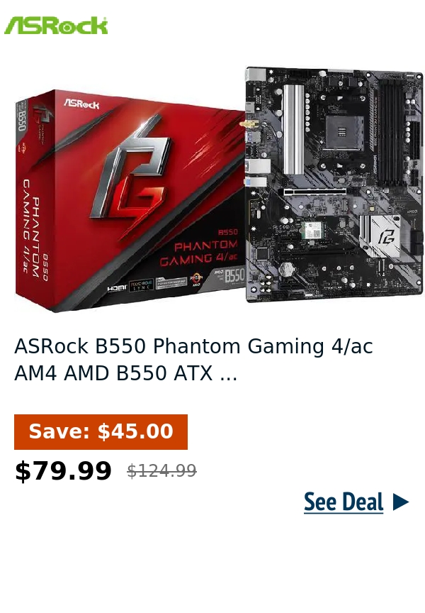 ASRock B550 Phantom Gaming 4/ac AM4 AMD B550 ATX ...