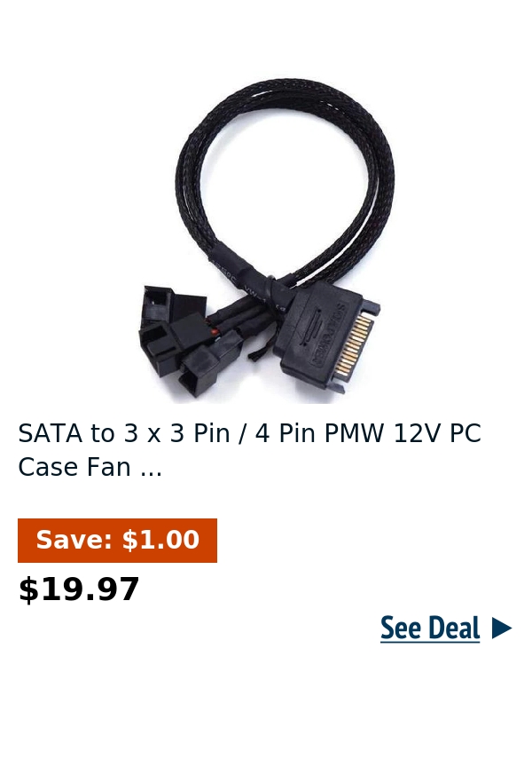 SATA to 3 x 3 Pin / 4 Pin PMW 12V PC Case Fan ...