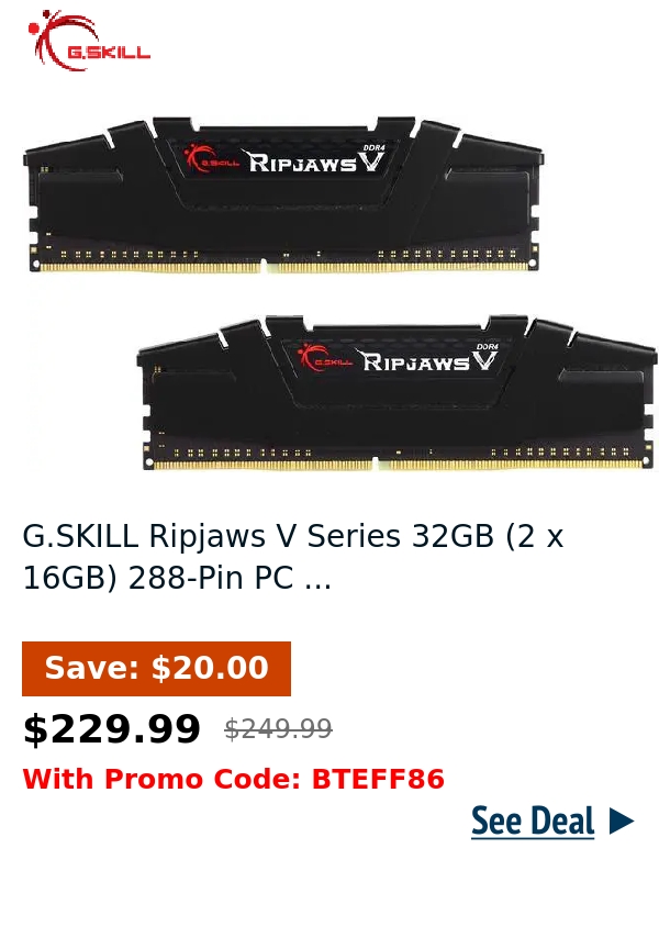 G.SKILL Ripjaws V Series 32GB (2 x 16GB) 288-Pin PC ...