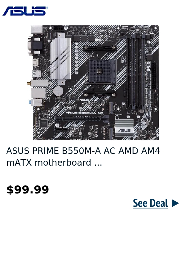 ASUS PRIME B550M-A AC AMD AM4 mATX motherboard ...
